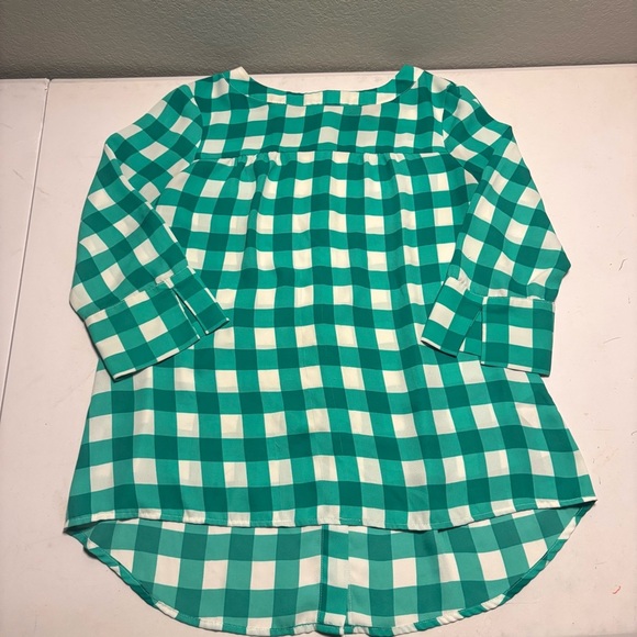 Banana Republic Tops - Banana Republic Teal and White Plaid Top